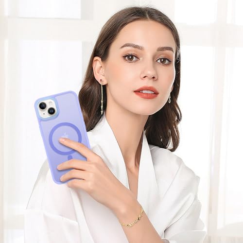 Protection iPhone 15 Plus transparente violette mate antichoc magnétique