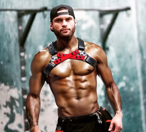 Adjustable Men's Leather Chest Strap Harness - Form-Fitting for Nightclub, Bar, and Rave Wear3