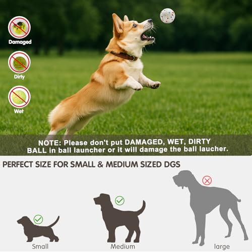 Automatischer Hundeballwerfer mit 6 Tennisbällen, Hundeballwerfer für kleine und mittelgroße Hunde, 3 einstellbare Distanz 4,8-12,5 m, interaktives Hundespielzeug, Ballwurfmaschine für drinnen und
