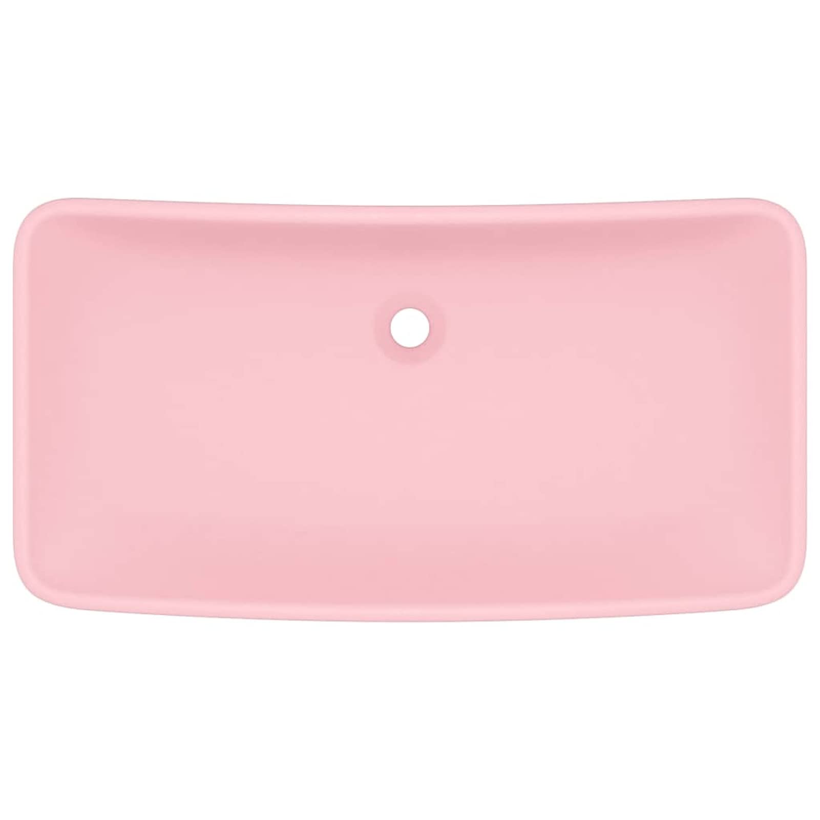 Homgoday Lavabo de lujo rectangular rosa mate 71 x 38 cm de cerámica, lavabo pequeño baño, tapón lavabo baño, lavabo, filtro lavabo baño, tapones de desagüe lavabo baño