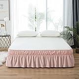 AYASW Bed Skirt Queen Size 15-16 Inch Drop Dust Ruffle Premium Soft and Cozy Brushed Microfiber Three Fabric Sides Wrap Around with Elastic No Top Easy On Queen/King Blush Pink