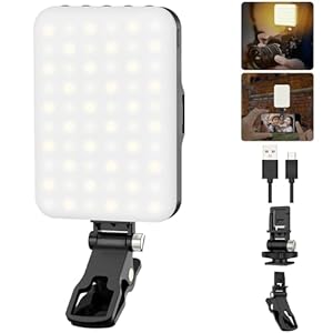 Hagibis LED Camera Light Video Lights Portable Photography Lighting 60 LED 2200mAh Rechargeable Selfie Light 7 Modes, 10-Level Brightness, Portable Clip on Light for Phone/Tablet/Laptop