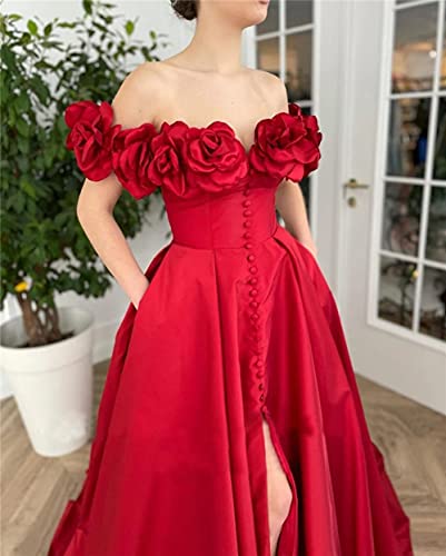 Women's Off The Shoulder Evening Dresses Satin Front Side Formal Prom Gowns2