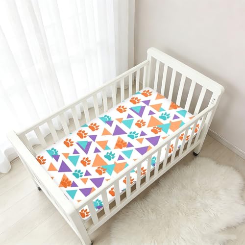 Parure de lit coton extensible motif triangles pour lit enfant
