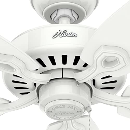 Hunter Fan Company 53240 Builder Elite Indoor Ceiling Fan With Pull Chain Control, 52", Snow White Finish #TOP7