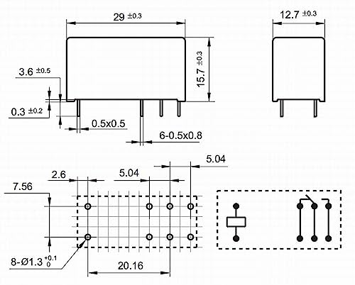 Relé RZ03-1C3-D012 de 8 pines y 12V 16A para componentes electrónicos 2