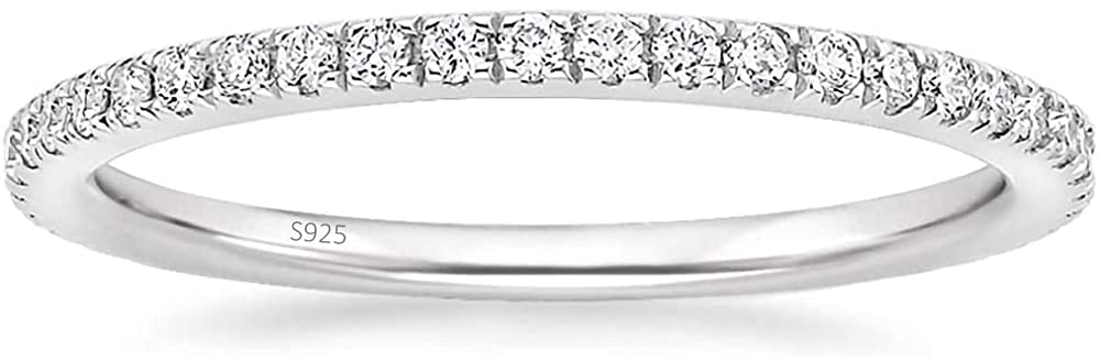 Eternity Ring Silber 925 mit Zirkonia Kristall Damenring in Silber, Rosegold und Gold für Damen mit Stein und Schmal