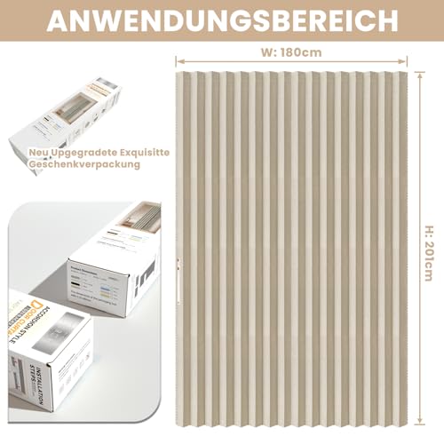 JILRON 100% Blickdichter Türvorhang – Faltbares Akordion-Design mit Magnetverschluss & Klebemontage ohne Bohren, inkl. Schiene – Für Terrassentüren oder Glastüren, Hellgelb, 201x180 cm