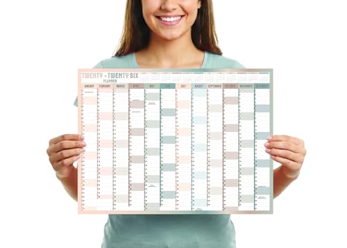 2026 Year Wall Planner A3 Uk Wall Calendar Yearly Planner Large Jan To Dec Full Year Planning Chart Student Family Home School Office Work Study Annual Poster Multi 29.7 x 42.0 cm (1Pc)(Folded)