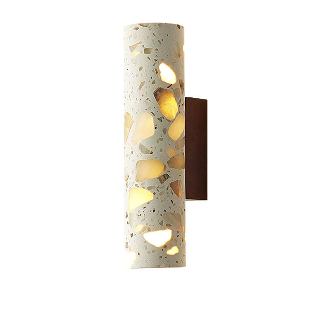 HUAYUSEDF E26 Screw Flush Mount Wall Sconce, Nordic Minimalist Style Light, Creative Terrazzo Wood Lamp, Bedside Entrance Hallway Wall-Mounted Decorative Lighting Fixtures