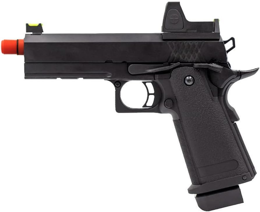 Goldenball Raven 1911 Airsoft Pistol 4.3 Hi Capa w/Red Dot - Black