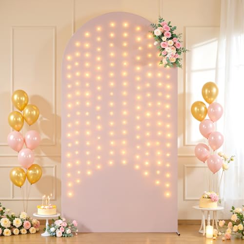 Nude Arch Cover with Lights String 6ft Spandex Wedding Arch