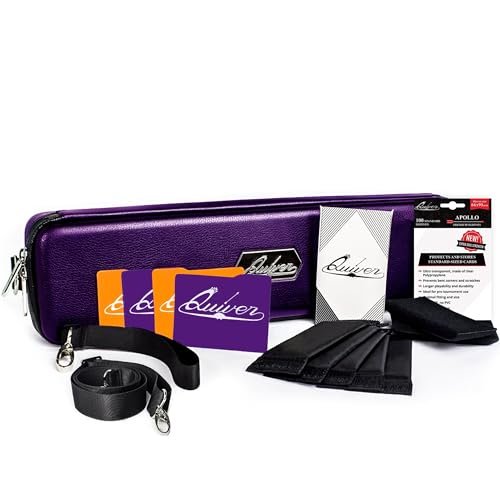 Quiver Time パープルカードケース - MTGデッキに最適、トレーディングカードとプレイングカード用のプレミアム収納ボックスケース - ストラップ、ディバイダー、およびApolloカードスリーブ100枚付き