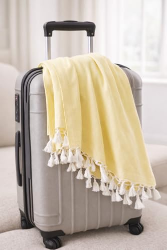 Image of Soft Dull Cotton Bhagalpuri Chadar for Summer | Lightweight and Breathable Chadar for Sleeping | Odhne Wali Chadar for All Season Use Blanket (Lemon)