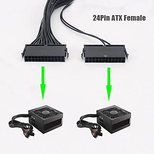 Image of 2 Port 20+4PIN PSU Power Supply ATX 24 Pin Motherboard Adapter Connector Cable for Personal Computer (black)