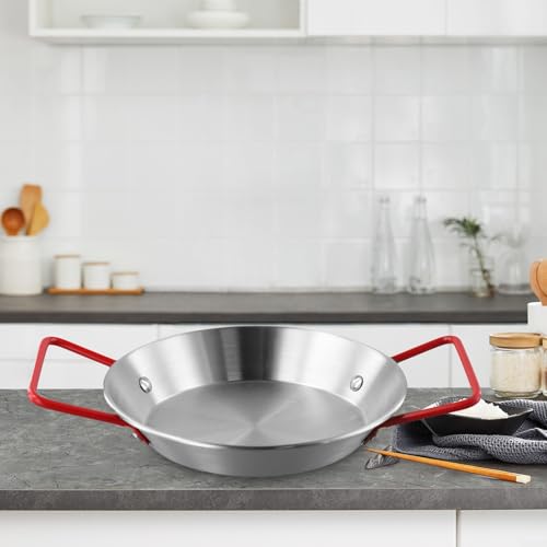 Paellera de acero inoxidable para servir platos para catering y tiendas de alimentos (18 cm)