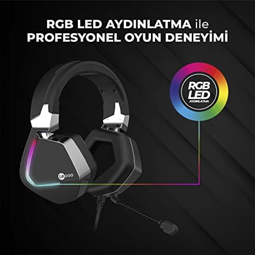 Lecoo HT402 Kablolu 3.5mm Jack + USB Kulak Üstü RGB LED Aydınlatmalı Oyuncu Kulaklığı - Ayarlanabilir Kafa Bandı, Çıkartılabilir Mikrofon, Konforlu Kulak Yastıkları, 1.8m Kablo, Gaming Kulaklık Siyah - Görsel 3