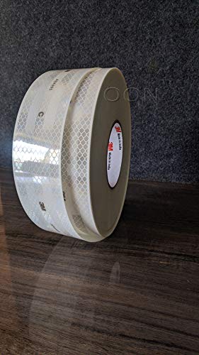 Image of 3M High Intensity Prismatic Grade Conspicuity Reflective Tape, 2 Inch X 5 Ft, White Strips /Rolls (Pack of 1)