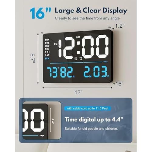 Image of EASEPRES LED Digital Wall Clock (X6636-Blue)