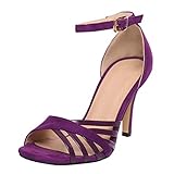 keilsandaletten damen schwarz  Riemchen Sandaletten High Heels Knöchelriemchen Sandalen mit Absatz 8cm Elegant Abend Sommer Schuhe(Lila,42)