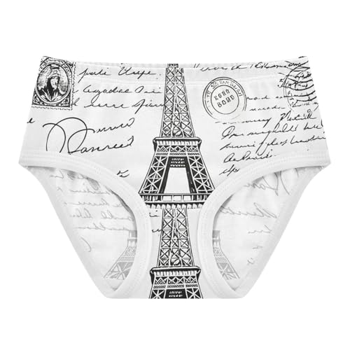 Girls Underwear Toddler 2t Cotton Panties Little Girl Artistic Kids Briefs Undies Vintage Black White Eiffel Tower