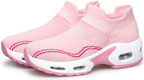 Image of DOUSSPRT Womens Walking Shoes Slip on Sock Sneakers Lady Girls Nurse Mesh Air Cushion Platform Loafers Fashion Casual