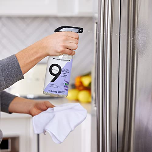 9 Elements All Purpose Cleaner, Kitchen, Floor, & Bathroom Cleaner, Lavender Multi Surface Cleaning Vinegar Spray, 18 Oz Bottles (3 Pack) #TOP1