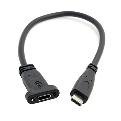cablecc USB-C USB 3.1 Type C Male to Female Extension Data Cable with Panel Mount Screw Hole, Type-C Female to Type-C Male - Image 4