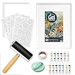 DINGSEN Gel Printing Plate Kit, Complete Printmaking Set with 5” X7” Gel Plate, Brayer, Watercolor Paints, A5 Printmaking Paper, and Essential Tools for Mixed Media Art, Monoprinting, Card Making