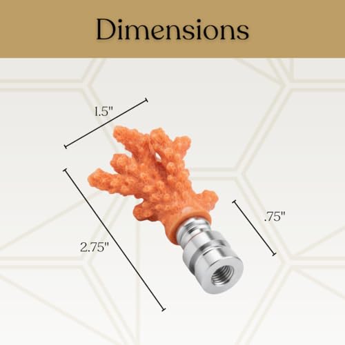 Image of Royal Designs, Inc. Sea Life Lamp Finial, Medium Coral, Orange, Polished Silver Base, Replacement Finial for Table or Floor Lamps, Set of 2