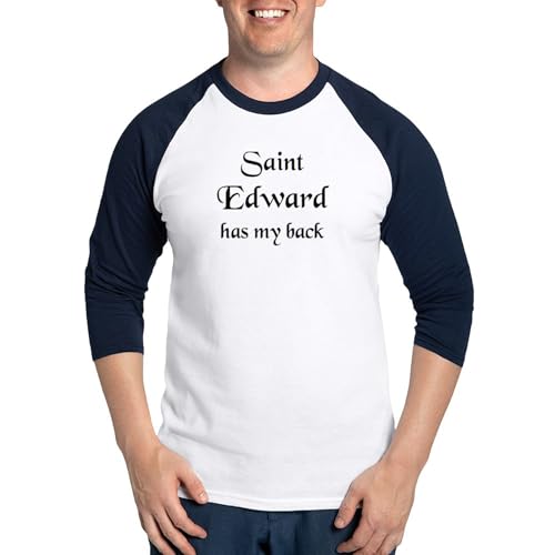 CafePress Saint Edward Baseball Jersey Men's Cotton Baseball Jersey, 3/4 Raglan Sleeve Shirt Blue/White