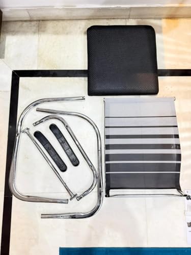 Image of MLU Ergonomic Mesh Office Chair with Armrest & Cushion Seat, Metal Frame Visitor Guest Chair for Study, Conference & Home, Black and Zebra.