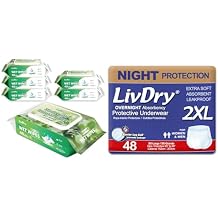 LivDry Overnight XXL 48 Count Adult Incontinence Underwear and LivDry Adult Wet Wipes 240 Count Bundle