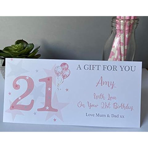 Personalised Birthday Card Money Gift Voucher Wallet Girls Pink Stars Balloons 12th 13th 14th 15th 16th 18th 21st Cover
