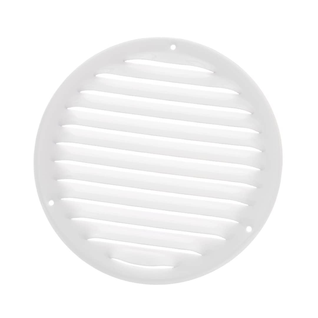 Europlast White Ø 160Mm / 6" Inch Round Metal Air Vent Grille Cover With Insect Mesh - Ventilation Cover