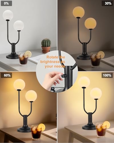 Lámpara de mesa negra moderna para dormitorio miniatura 3