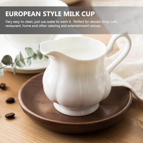 Jarra de leche de cerámica de 230ml con diseño portátil para café y postres 7