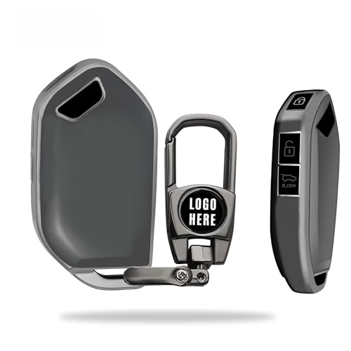 Image of SIAGO Premium TPU Car Key Cover and Metal Keychain Compatible with Kia 3 Button Flip Key (Grey)