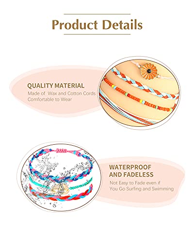 Hicarer 21 Pieces Surfer Wave Bracelet Ocean Wave Adjustable Waterproof Handmade Friendship Bracelet Summer Sunflower Bracelets Anklets Jewelry For Women Teen Girls (Starfish Style) #TOP5