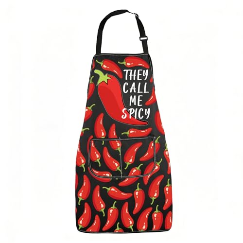 Tablier avec poches They Call Me Spicy le cadeau idéal pour amateurs de piment