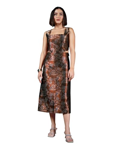 Image of PURVAJA Women's Sleeveless Top Skirt Printed Co-Ords Set