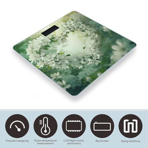 Báscula digital para baño de vidrio templado blanca miniatura 3