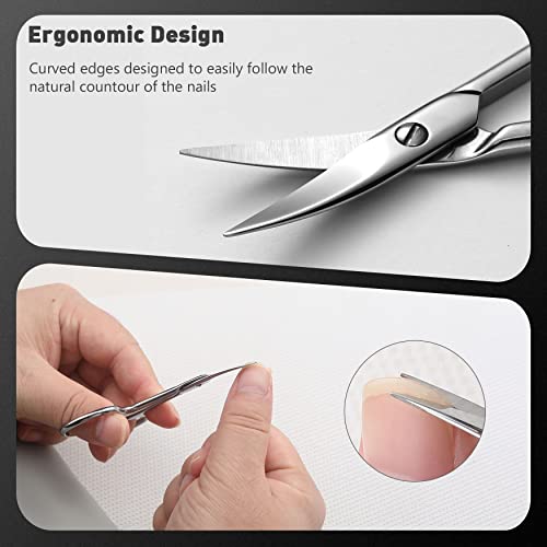 BEZOX Nagelschere - Professionelle Zehennagel und Fingernagel schere Gebogene für harte oder dicke Nägel - Zehennagelschere mit scharfer gebogener Klinge und polierender Edelstahloberfläche
