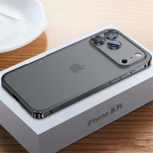 Coque iPhone 17 noir mat transparente avec contour en métal premium