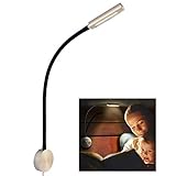 acegoo Bedside LED Reading Light Dimmable Flexible Gooseneck Bedroom Wall Lamp with USB Charger and Rotary Lens, LED Head Touch Control Switch, Wall or Headboard Surface Mount