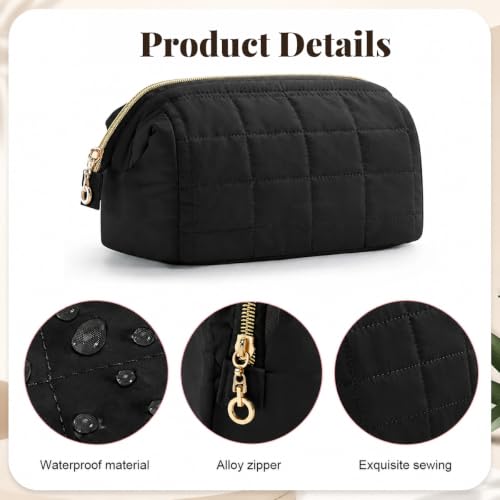 Image of MAYCREATE Makeup Pouch Bag Quilted Organiser Waterproof Travel Toiletry Bag