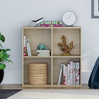 Vida Designs Durham Cube Bookcase Storage Organiser Living Room Bookshelf Home Office Furniture (4 Cube, Oak)