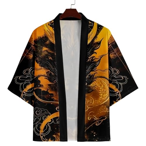 Image of Women's and Men Kimono Cardigan Japanese Long Sleeves Lightweight Open Front Coat Tops