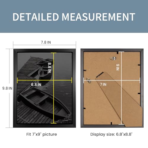 Giverny 7x9 Picture Frame, Black Photo Frames for Wall or Tabletop Display, Simple Design Glossy Finish Frame Perfect for Home Decoration, Office, Hotel and Various Ceremonies Praties - Image 3