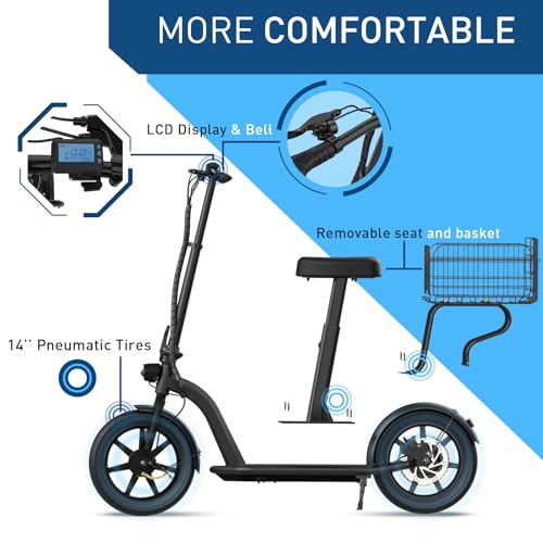 Image of Hiboy VE1 PRO /ECOM 14 Electric Scooter - 500W /450W Motor Electric Scooter for Adults - 16 inch /14 inch Pneumatic Tires - 31 Miles Long Range & 23 /22Mph Folding Commuter Escooter